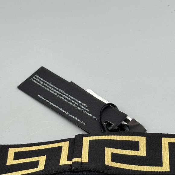 Men's Versace Greek Key Black & Gold Swim Briefs/Trunks NWT Size 5 Includes Bag - Picture 8 of 12